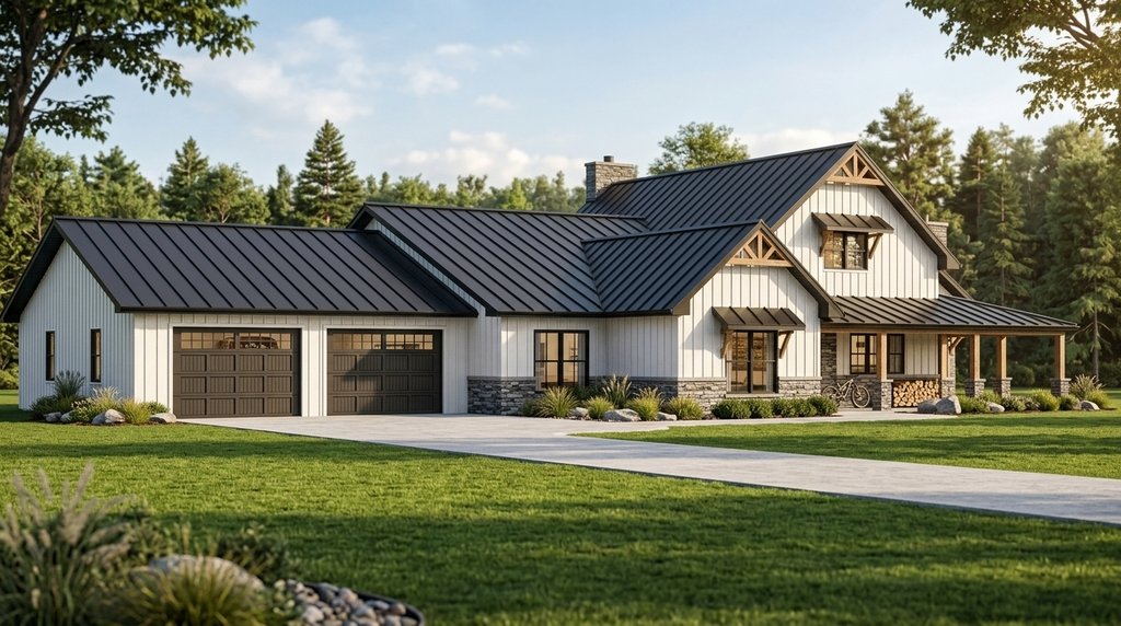 Exterior - Front Elevation 2 for Barndominium House Plan #1064-257 - 2 bed, 3 bath