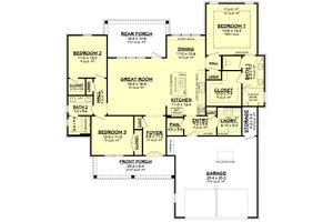 Floor Plan - Main Floor for Farmhouse House Plan #430-250 - 3 bed, 2 bath