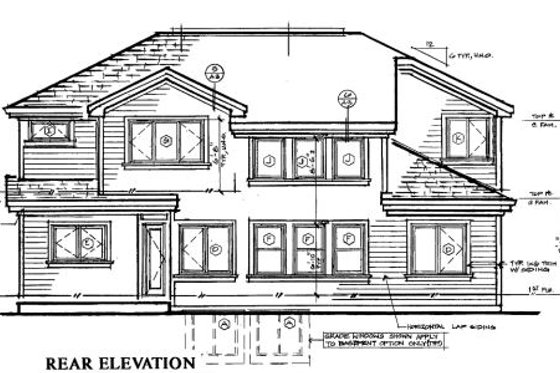 Exterior - Rear Elevation for Traditional House Plan #312-463 - 4 bed, 3 bath