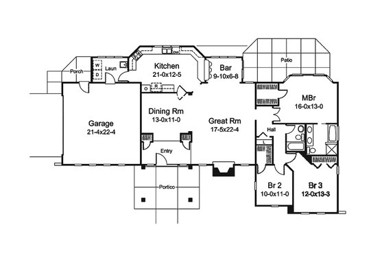 Floor Plan - Main Floor for Modern House Plan #57-688 - 3 bed, 2 bath