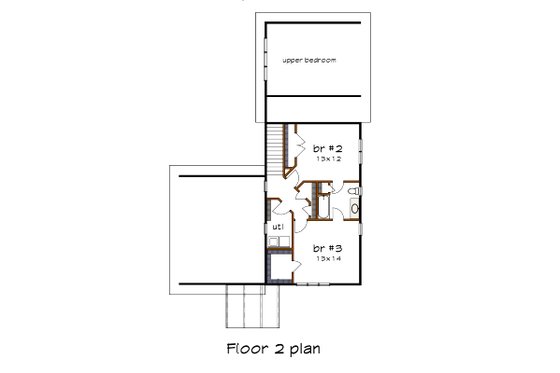 Floor Plan - Upper Floor for Modern House Plan #79-320 - 3 bed, 2.5 bath
