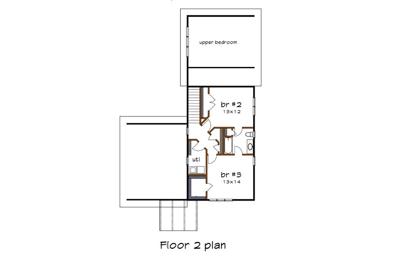 Home Plan - Floor Plan - Upper Floor for Modern House Plan #79-320 - 3 bed, 2.5 bath