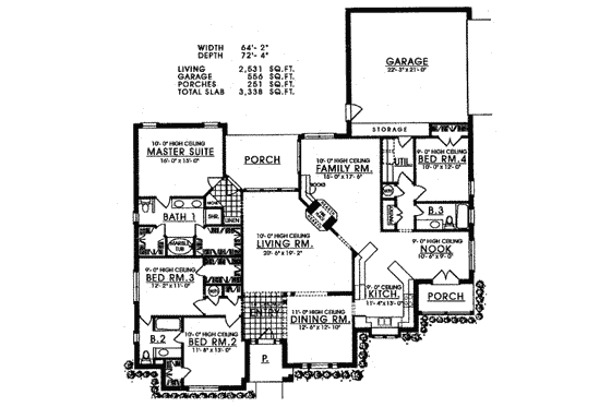 Floor Plan - Main Floor for European House Plan #40-258 - 4 bed, 3 bath