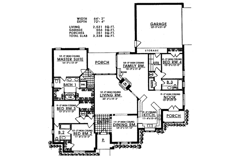 Architectural House Design - Floor Plan - Main Floor for European House Plan #40-258 - 4 bed, 3 bath