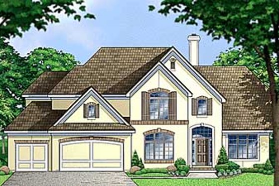 Exterior - Front Elevation for European House Plan #67-604 - 4 bed, 3.5 bath