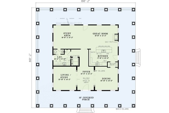 Floor Plan - Main Floor for Southern House Plan #17-3233 - 3 bed, 3.5 bath