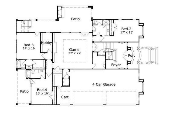 Floor Plan - Main Floor for Mediterranean House Plan #411-236 - 4 bed, 4 bath