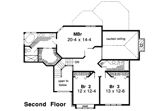 Floor Plan - Upper Floor for Traditional House Plan #312-528 - 3 bed, 2.5 bath