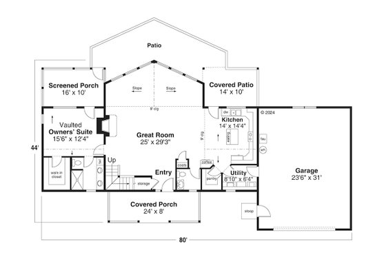 Floor Plan - Main Floor for Craftsman House Plan #124-1370 - 3 bed, 2.5 bath