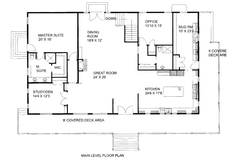 House Design - Floor Plan - Main Floor for Traditional House Plan #117-772 - 1 bed, 2 bath