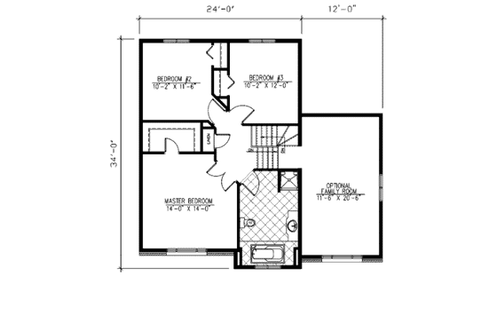 Floor Plan - Upper Floor for European House Plan #138-261 - 3 bed, 1.5 bath