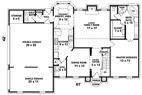 Floor Plan - Main Floor for European House Plan #81-724 - 4 bed, 2.5 bath