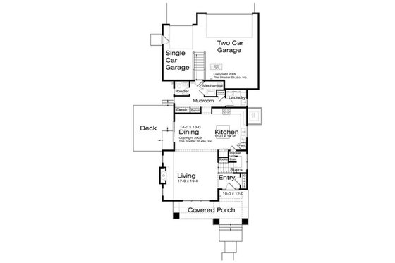 Floor Plan - Main Floor for Prairie House Plan #434-11 - 3 bed, 2.5 bath
