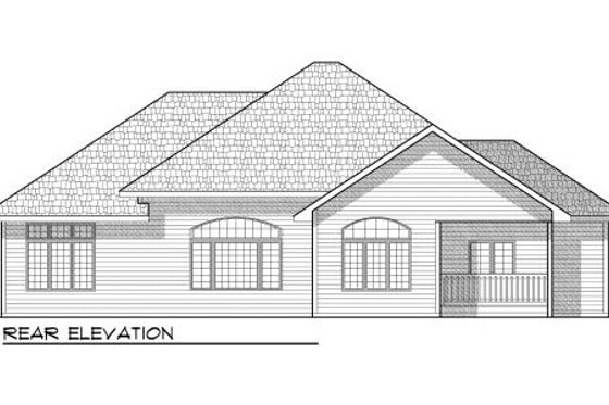 Exterior - Rear Elevation for Bungalow House Plan #70-948 - 2 bed, 2 bath