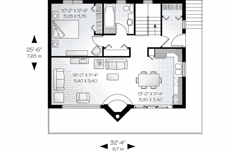 House Design - Floor Plan - Main Floor for Modern House Plan #23-602 - 3 bed, 2 bath