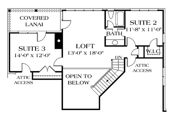 Home Plan - Traditional Floor Plan - Upper Floor Plan #453-97