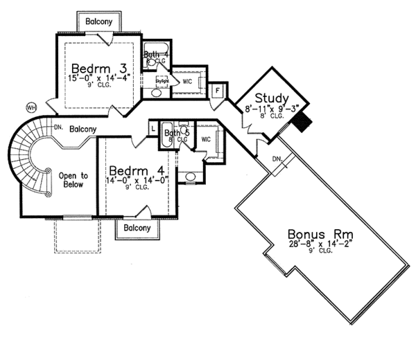 Home Plan - Traditional Floor Plan - Upper Floor Plan #52-241