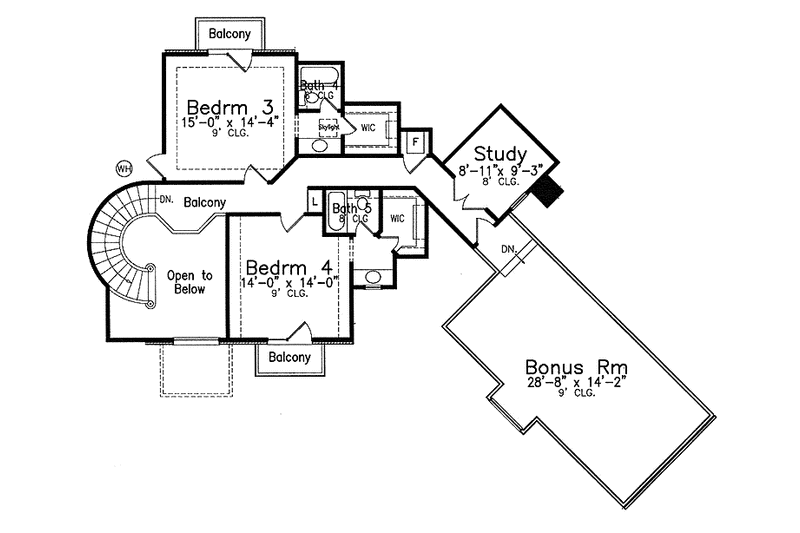Dream House Plan - Floor Plan - Upper Floor for Traditional House Plan #52-241 - 4 bed, 4.5 bath