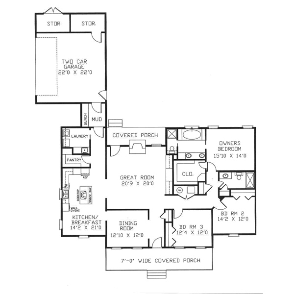 House Blueprint - Cottage Floor Plan - Main Floor Plan #44-109
