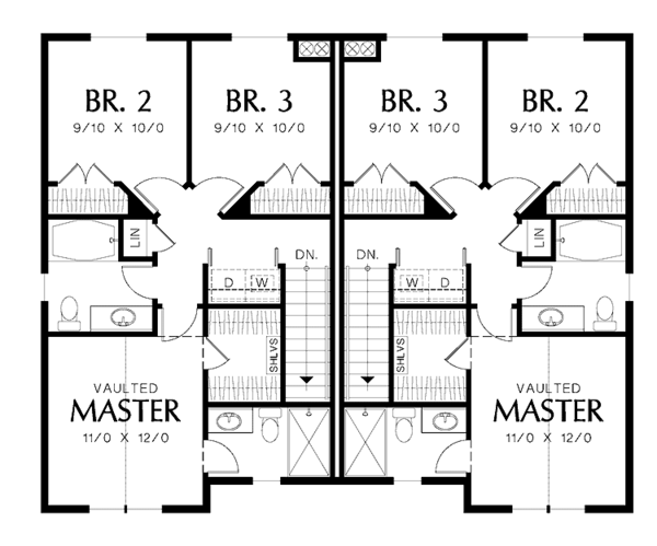 House Blueprint - Traditional Floor Plan - Upper Floor Plan #48-880