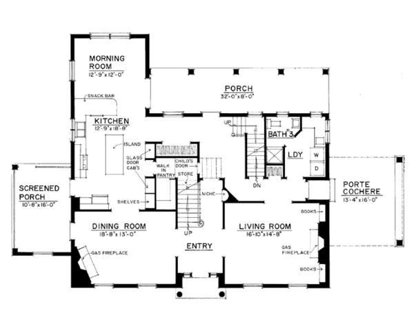 House Design - Colonial Floor Plan - Main Floor Plan #1016-100