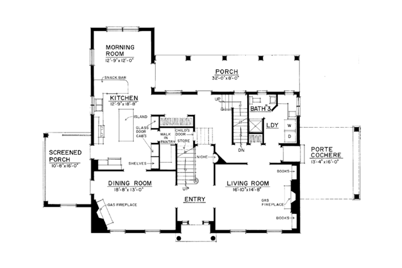 Dream House Plan - Floor Plan - Main Floor for Colonial House Plan #1016-100 - 4 bed, 3 bath