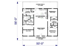Floor Plan - Main Floor for Farmhouse House Plan #44-283 - 3 bed, 2 bath