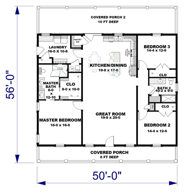 Farmhouse Floor Plan - Main Floor Plan #44-283