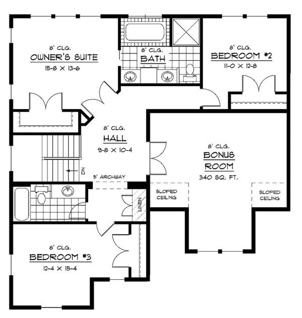 House Plan Design - European Floor Plan - Upper Floor Plan #51-624