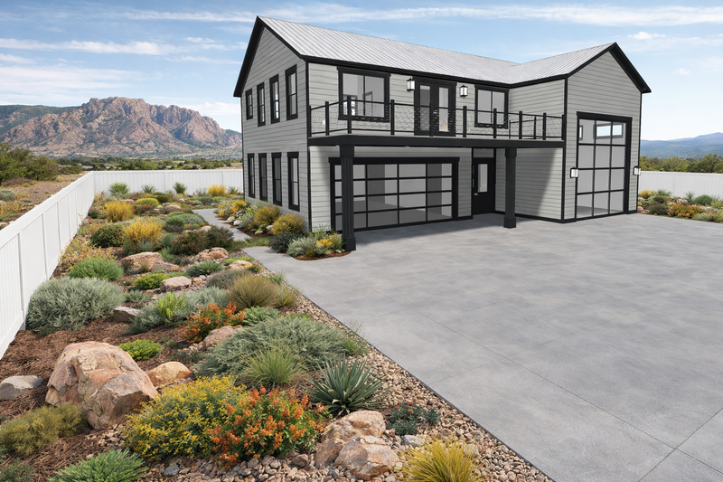 House Blueprint - Exterior - Front Elevation 4 for Barndominium House Plan #1060-483 - 1 bed, 2 bath