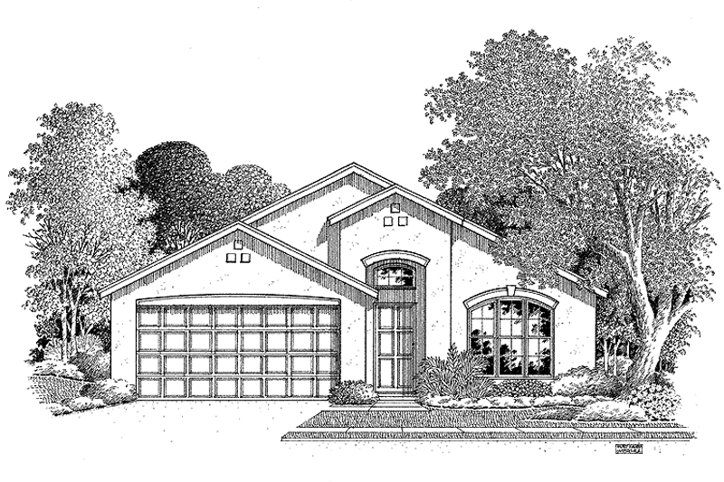 Home Plan - Exterior - Front Elevation 3 for Mediterranean House Plan #999-97 - 3 bed, 2 bath