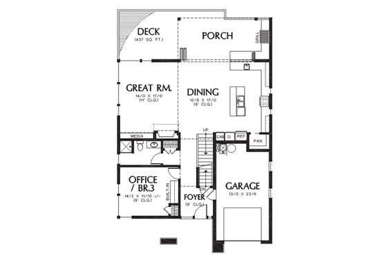 Floor Plan - Main Floor for Contemporary House Plan #48-709 - 4 bed, 4 bath