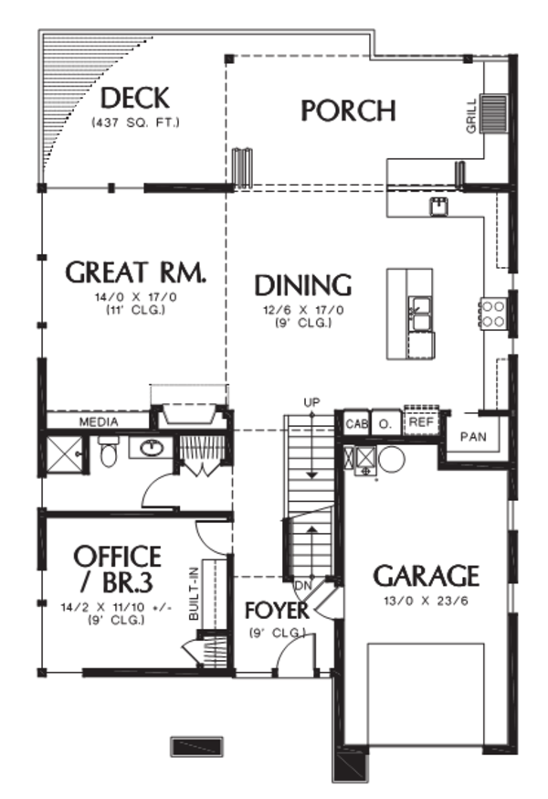 Contemporary Floor Plan - Main Floor Plan #48-709