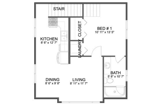 Floor Plan - Upper Floor for Traditional House Plan #1060-460 - 1 bed, 1.5 bath