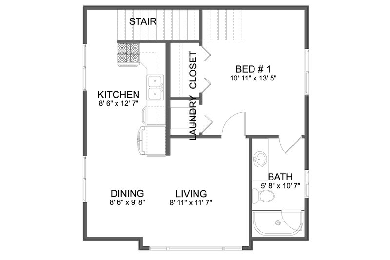 Architectural House Design - Floor Plan - Upper Floor for Traditional House Plan #1060-460 - 1 bed, 1.5 bath