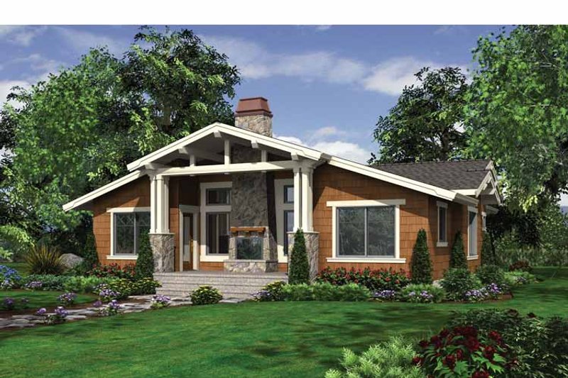 Dream House Plan - Exterior - Rear Elevation 1 for Craftsman House Plan #132-528 - 2 bed, 2 bath