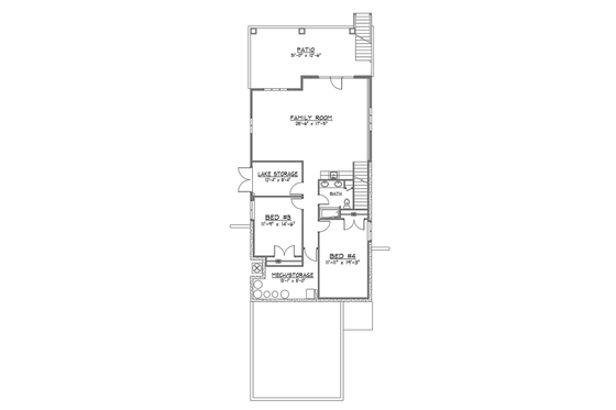 Floor Plan - Lower Floor for Craftsman House Plan #1064-7 - 4 bed, 3 bath