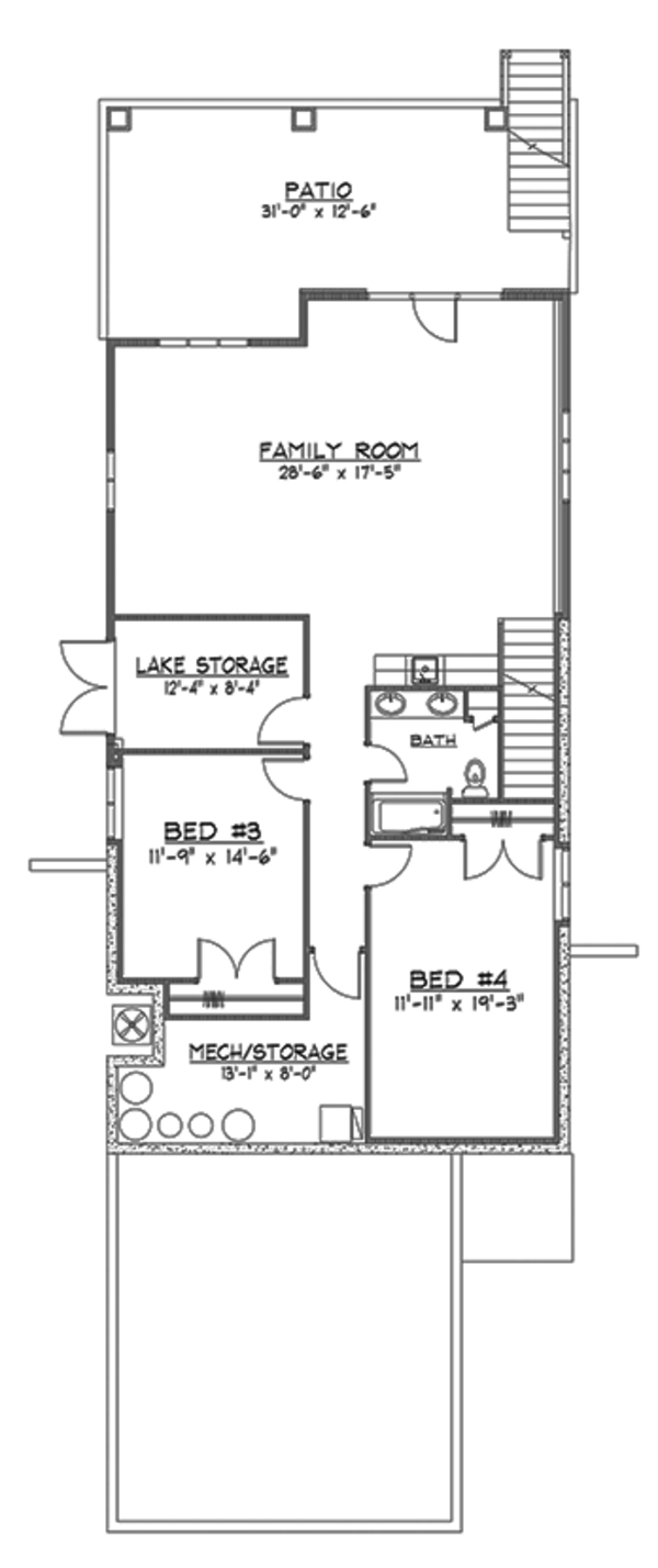 Architectural House Design - Craftsman Floor Plan - Lower Floor Plan #1064-7