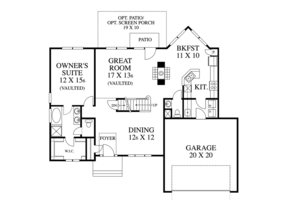 Floor Plan - Main Floor for Traditional House Plan #1053-39 - 3 bed, 2.5 bath