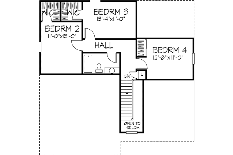 Dream House Plan - Floor Plan - Upper Floor for Bungalow House Plan #320-923 - 4 bed, 2.5 bath