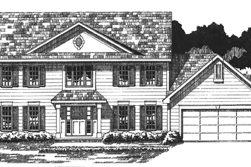 House Blueprint - Colonial Exterior - Front Elevation Plan #1001-90
