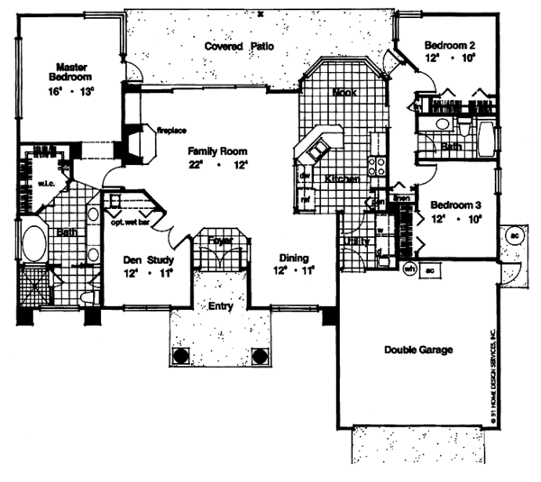 Architectural House Design - Mediterranean Floor Plan - Main Floor Plan #417-626