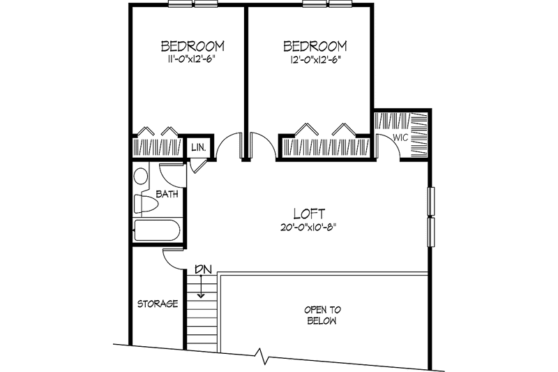 Home Plan - Floor Plan - Upper Floor for Prairie House Plan #320-1104 - 3 bed, 2.5 bath