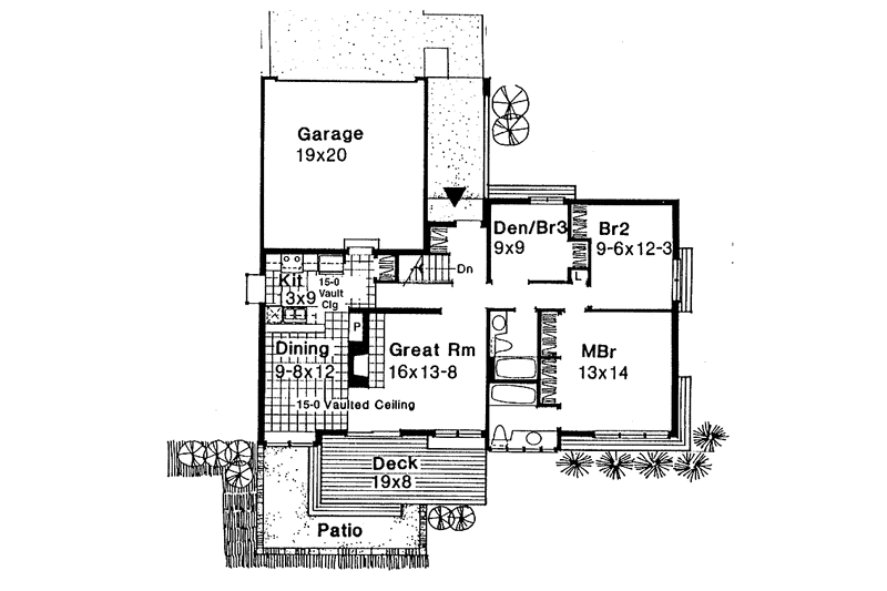 Home Plan - Floor Plan - Main Floor for Contemporary House Plan #320-660 - 2 bed, 2 bath