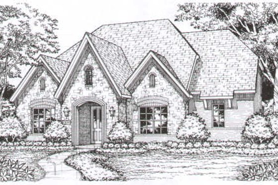 Exterior - Front Elevation for European House Plan #141-236 - 4 bed, 3 bath
