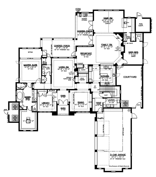 House Plan Design - European Floor Plan - Main Floor Plan #1019-13