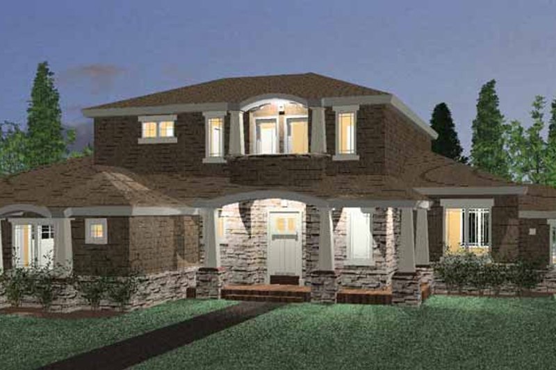 Architectural House Design - Prairie Exterior - Front Elevation Plan #937-1