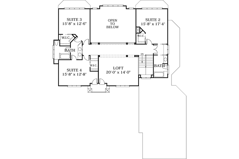 Home Plan - Floor Plan - Upper Floor for Prairie House Plan #453-184 - 5 bed, 4.5 bath