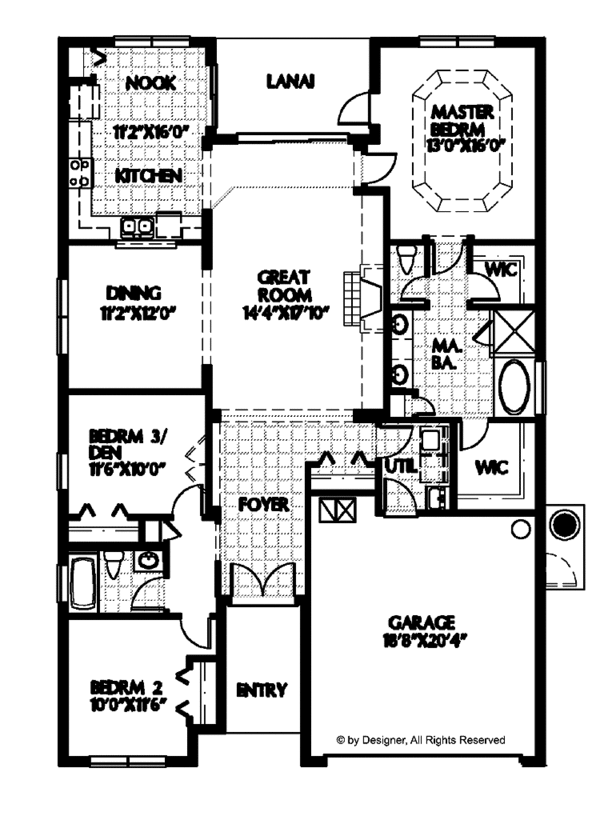 Architectural House Design - Mediterranean Floor Plan - Main Floor Plan #999-93