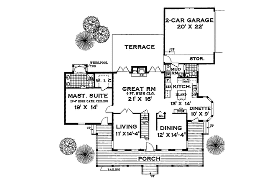 Floor Plan - Main Floor for Farmhouse House Plan #3-254 - 5 bed, 2.5 bath